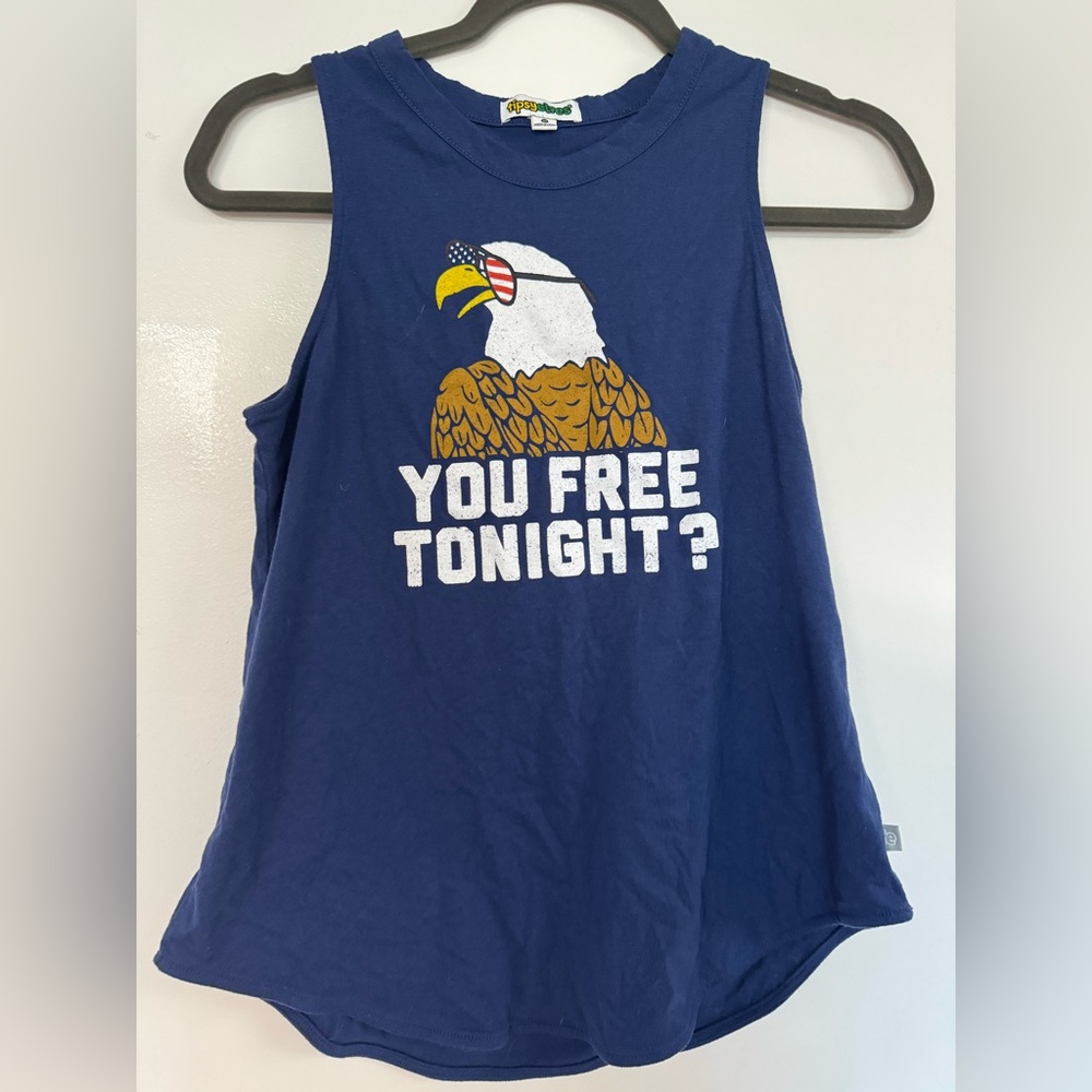 Tipsy Elves Blue Tank Top with Eagle Graphic